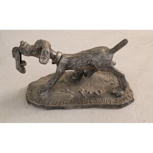 Hallmark Little Gallery Pewter Dog w/Shoe "fill shoes" figure 2" 1975